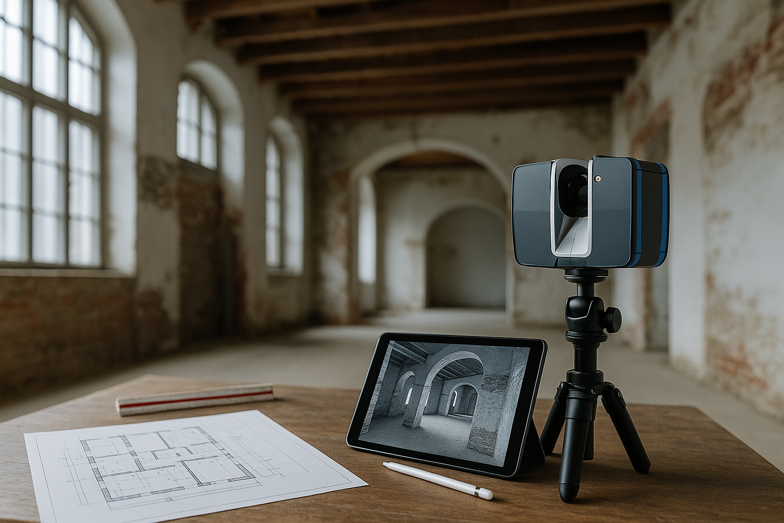 3D-Scan – Scanner im Bestand aufgestellt